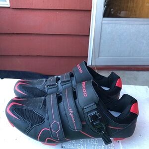 Kescoo Cycling Shoes Unisex  mens/ womens- Black & red Size EU 44, UK 9.5, US 10